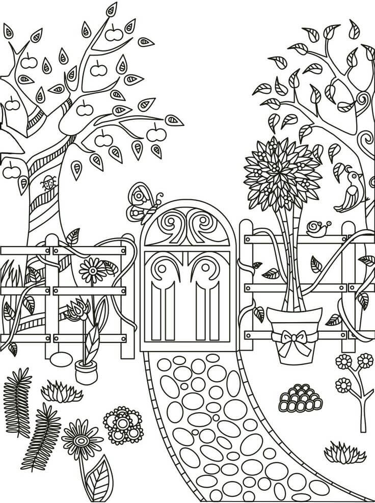 Beautiful Garden Path Coloring Page
