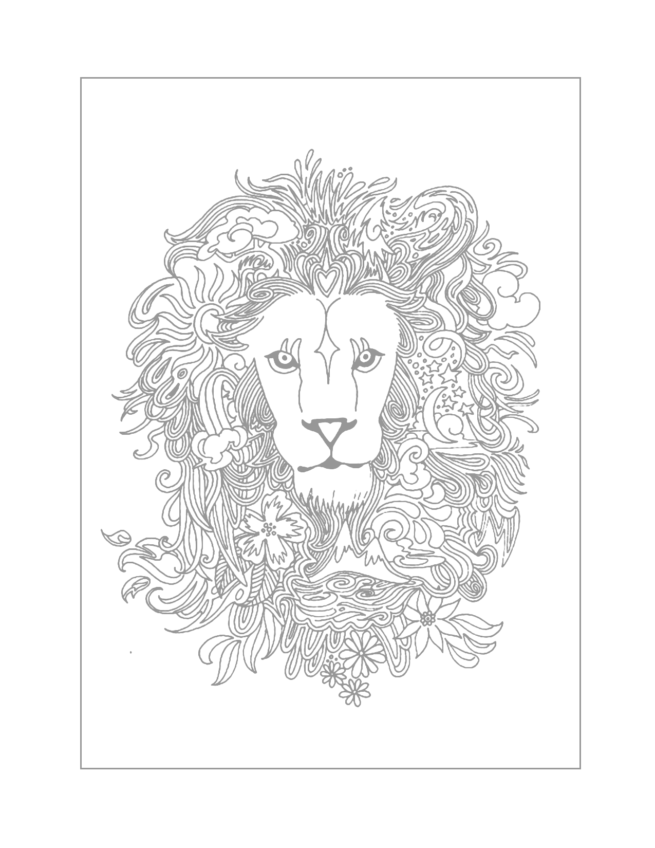 Beautiful Lion Traceable Coloring Page