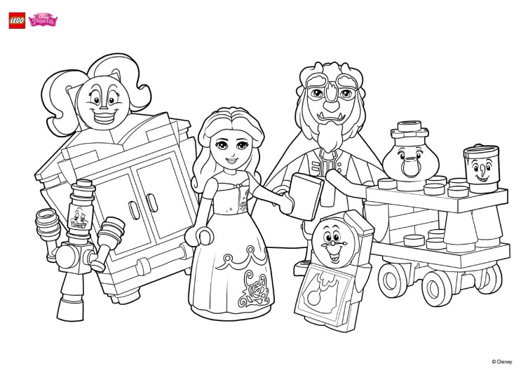 Beauty and the Beast Lego Coloring Page