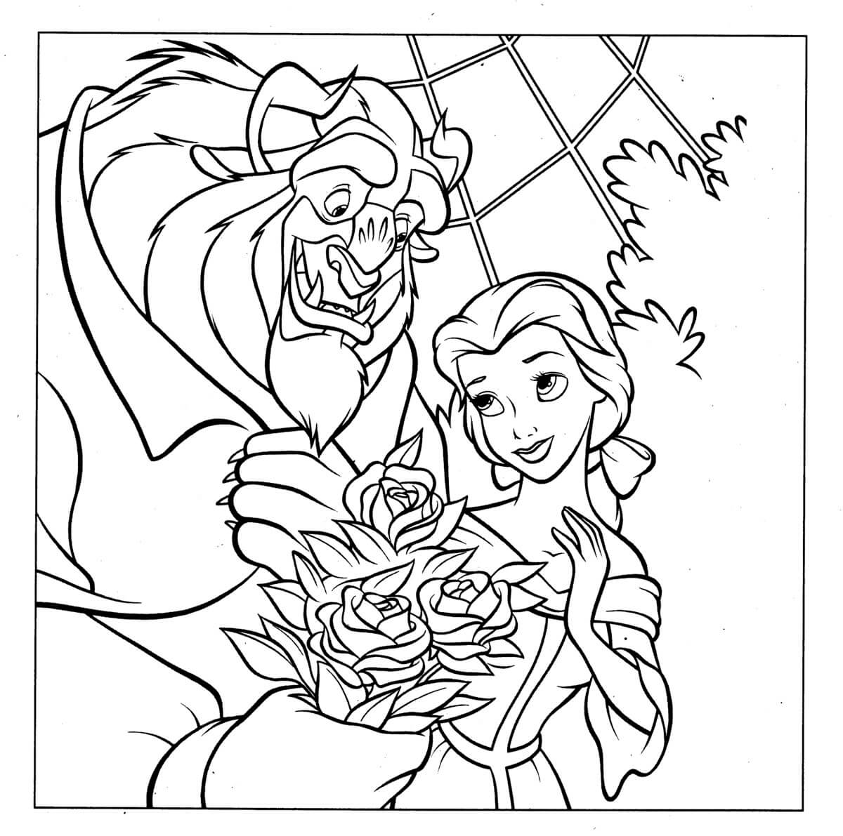 Belle and Beast Disney Princess Coloring Pages