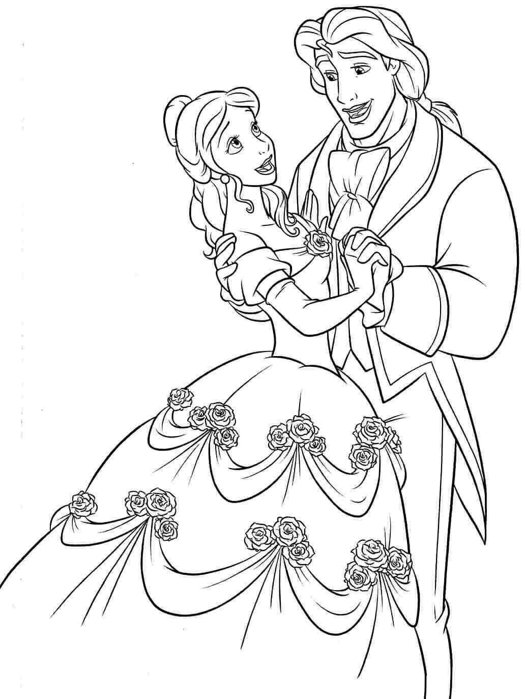 Belle And Her Prince Coloring Page