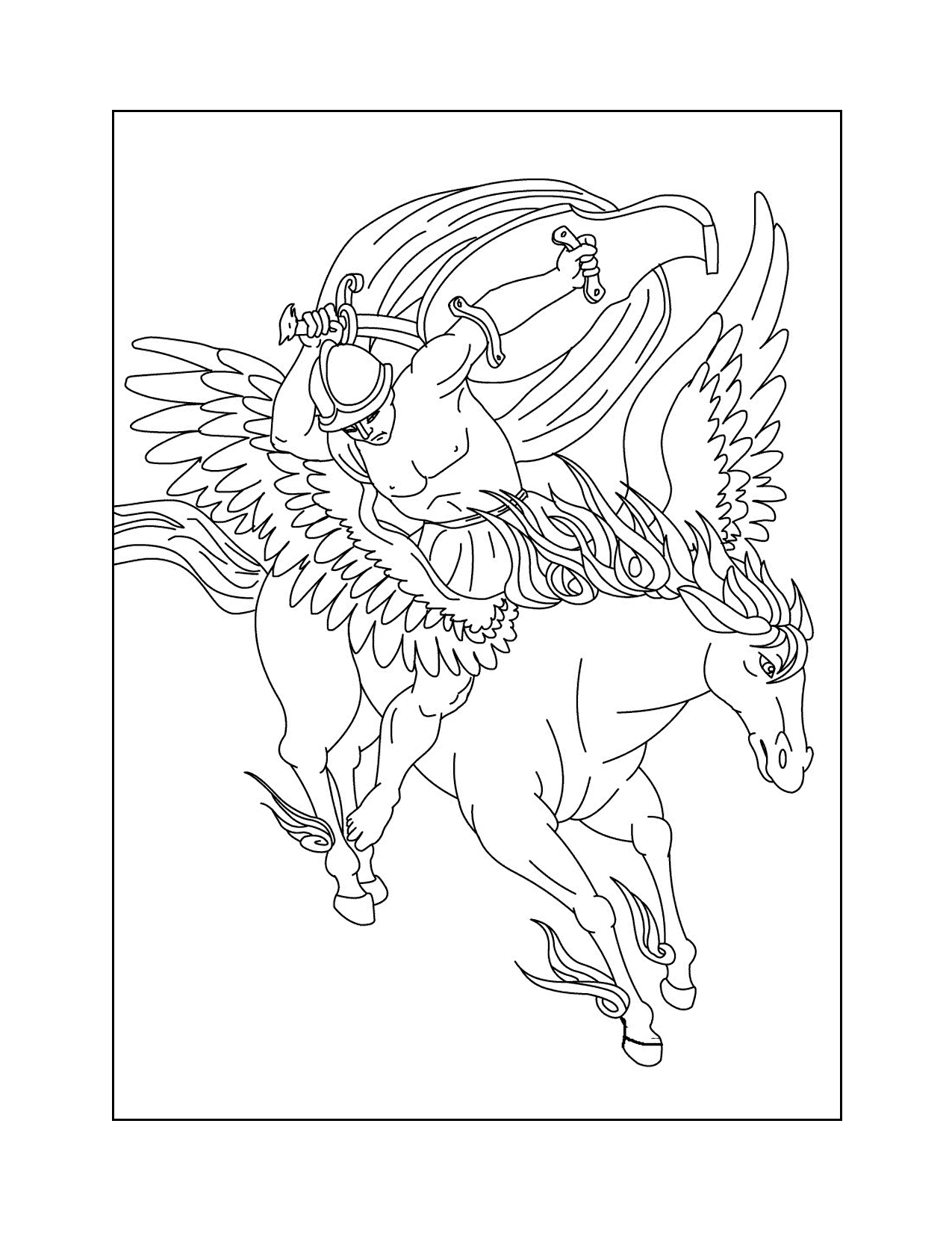 Bellerophon And Pegasus Coloring Page