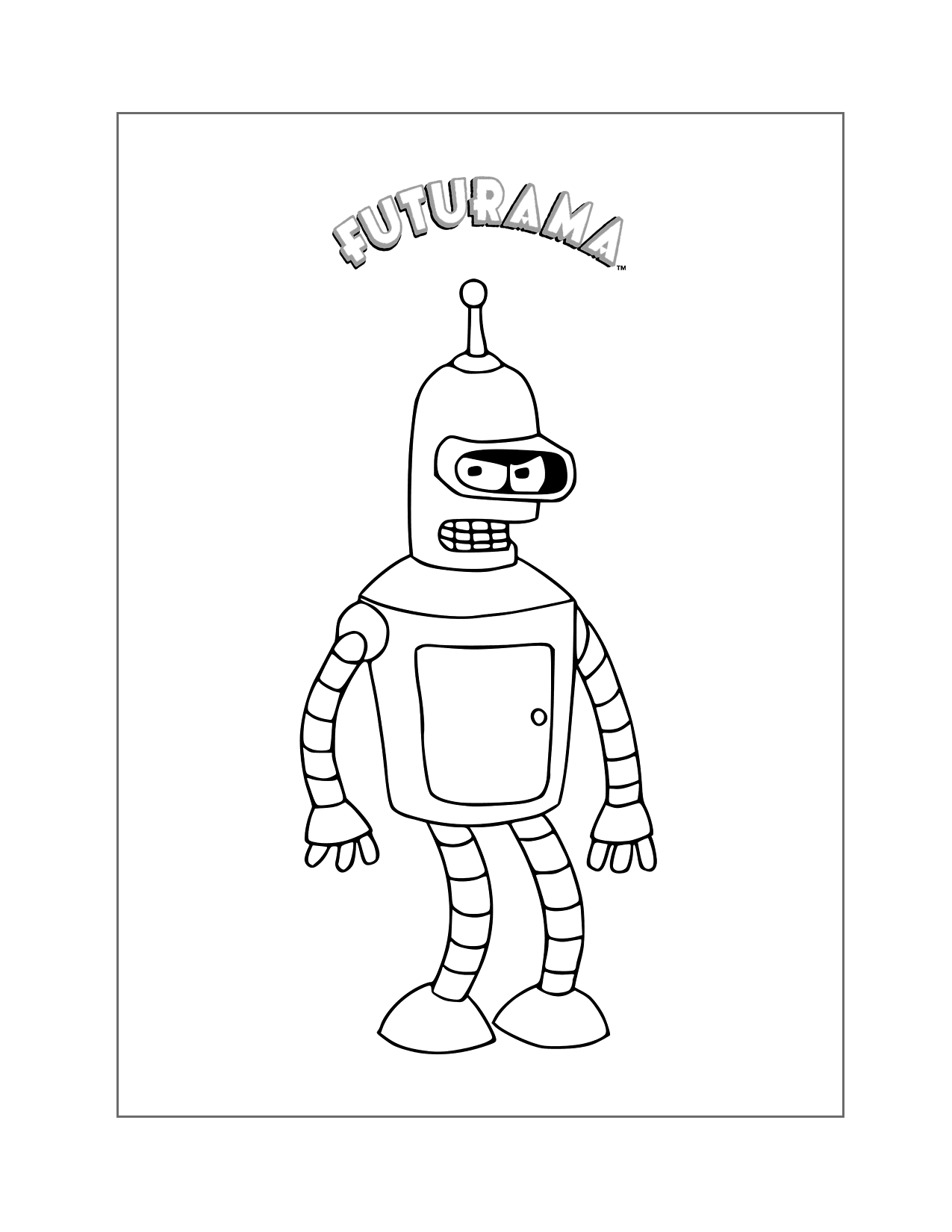 Bender Futurama Coloring Page