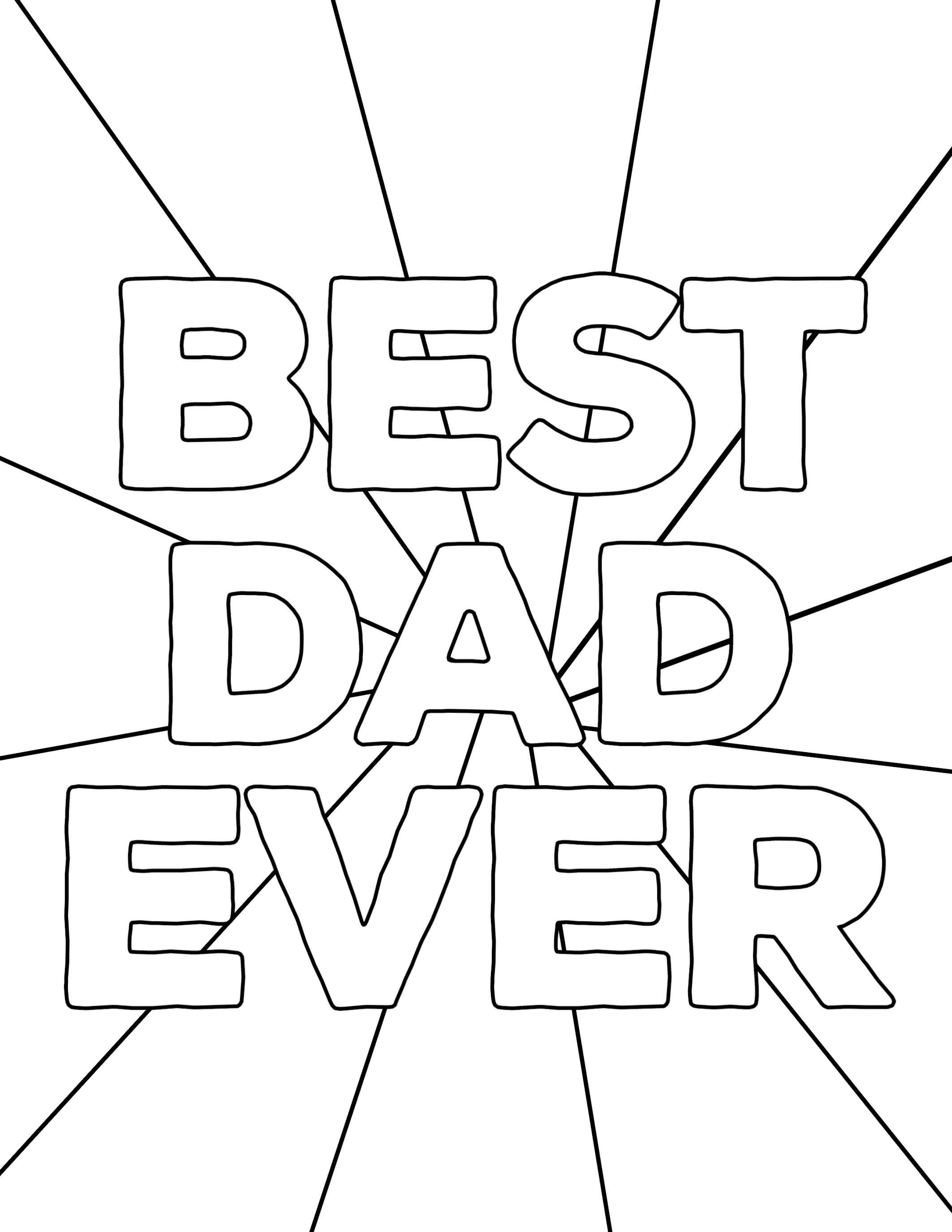 Best Dad Ever Printable Coloring Page