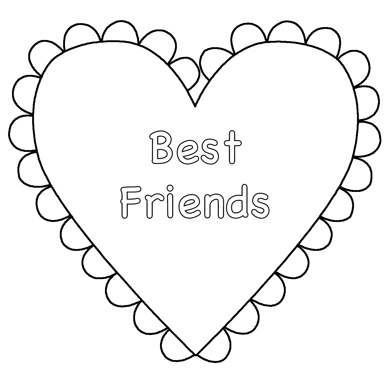 Best Friends Heart Coloring Page