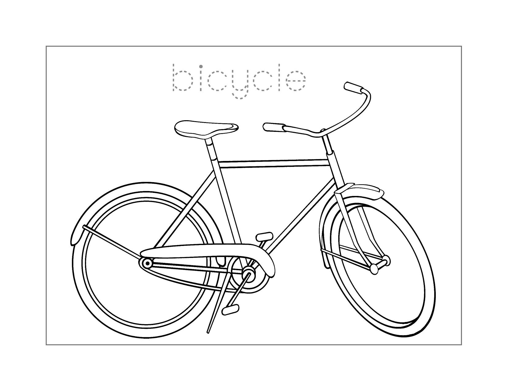 Bicycle Coloring Spelling Sheet