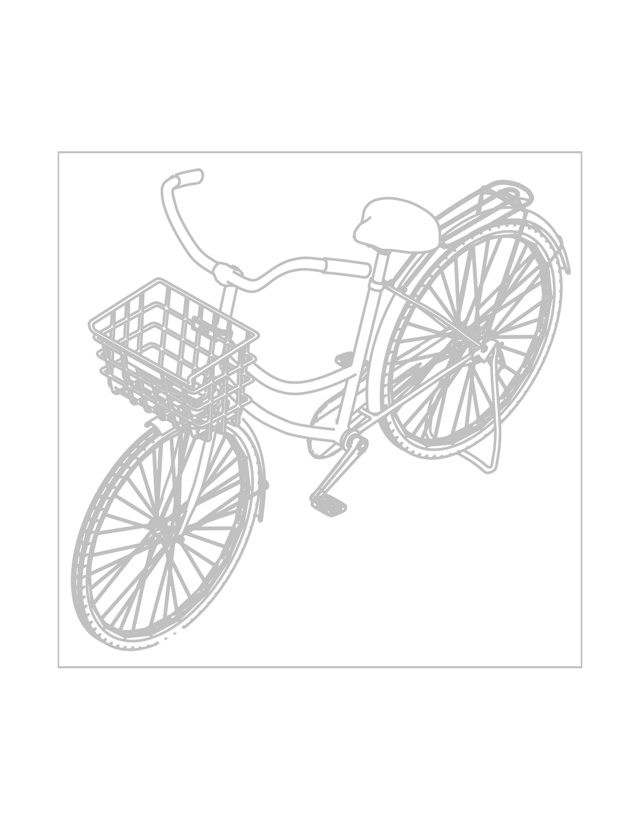 Bicycle With Basket Traceable Coloring Page