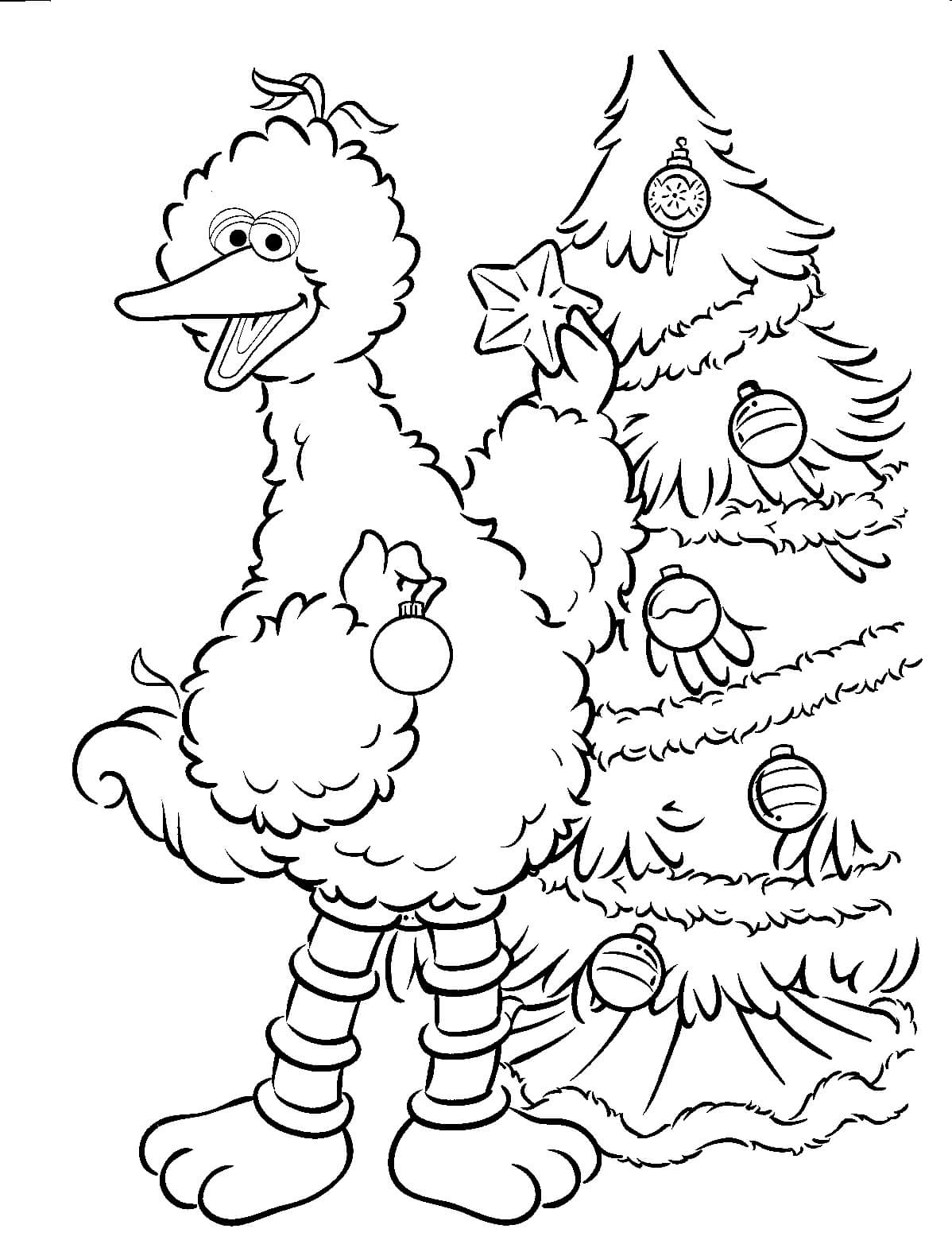 Big Bird Christmas Sesame Street Coloring Pages