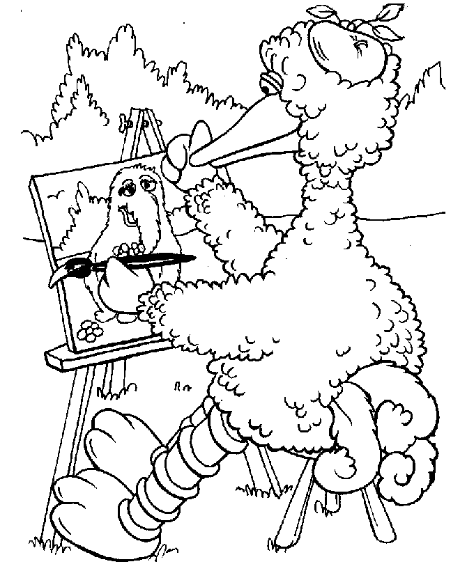 Big Bird Painting Sesame Street Coloring Pages