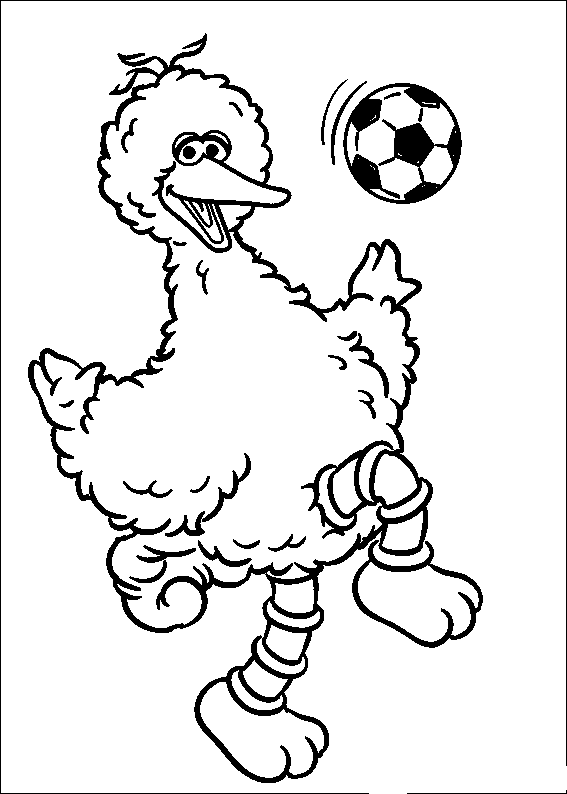 Big Bird Playing Soccer Coloring Page