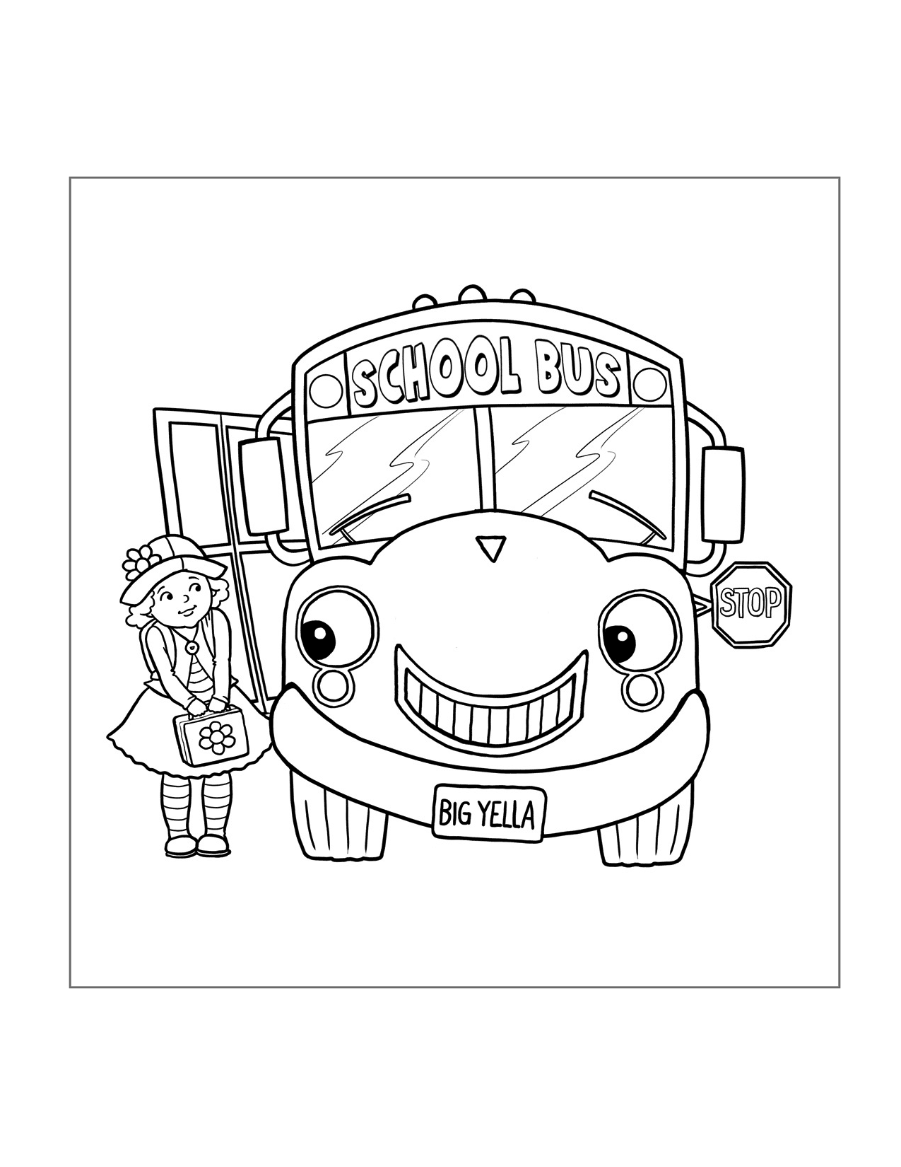 Big Yella School Bus And Friend Coloring Page