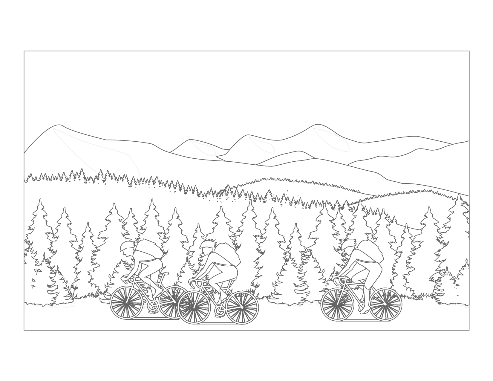Bike Ride Through The Mountains Coloring Page