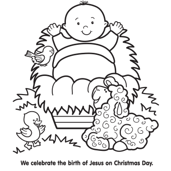 Birth Of Jesus On Christmas Day Coloring Page