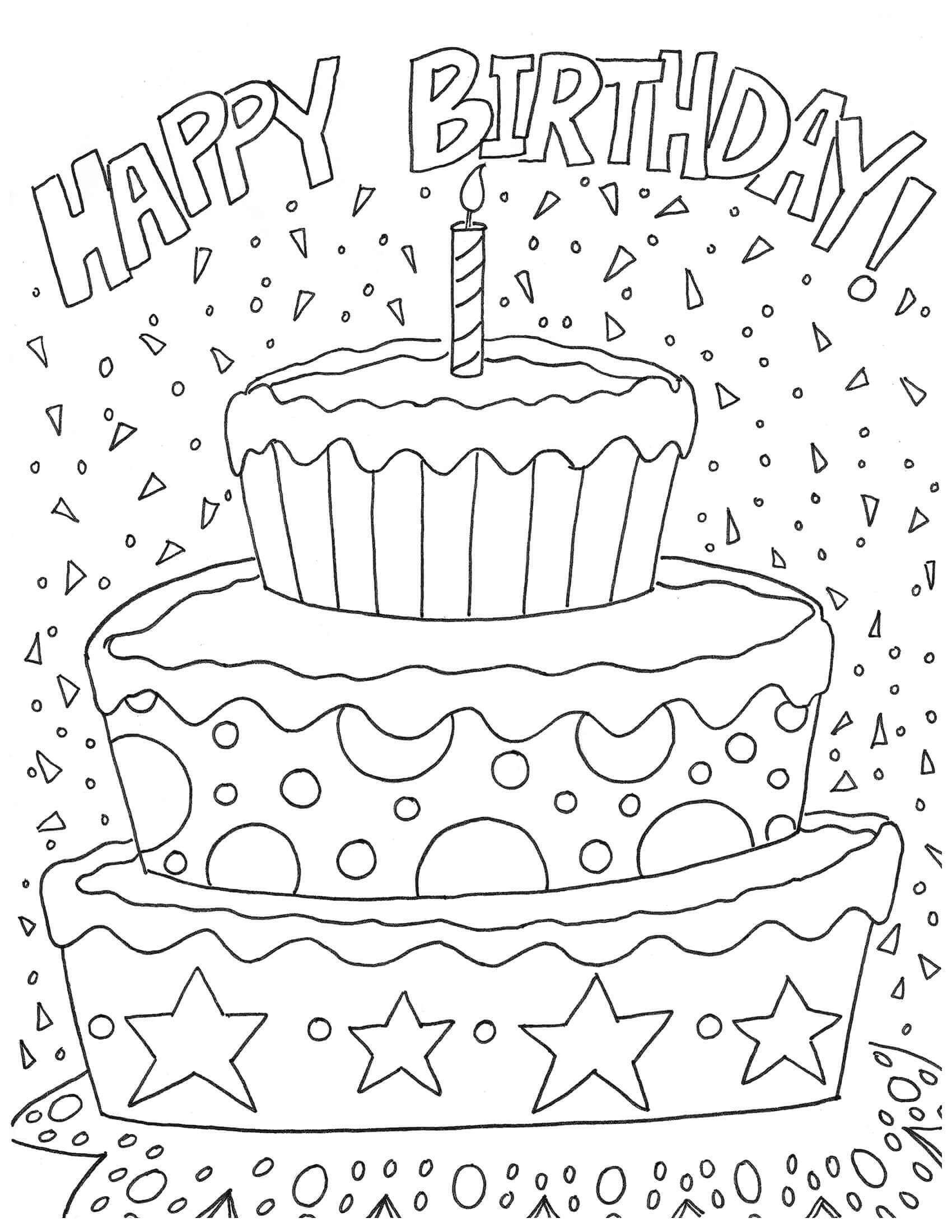 Birthday Cake Celebration Coloring Page