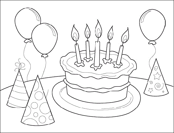 Birthday Party Cake Coloring Page