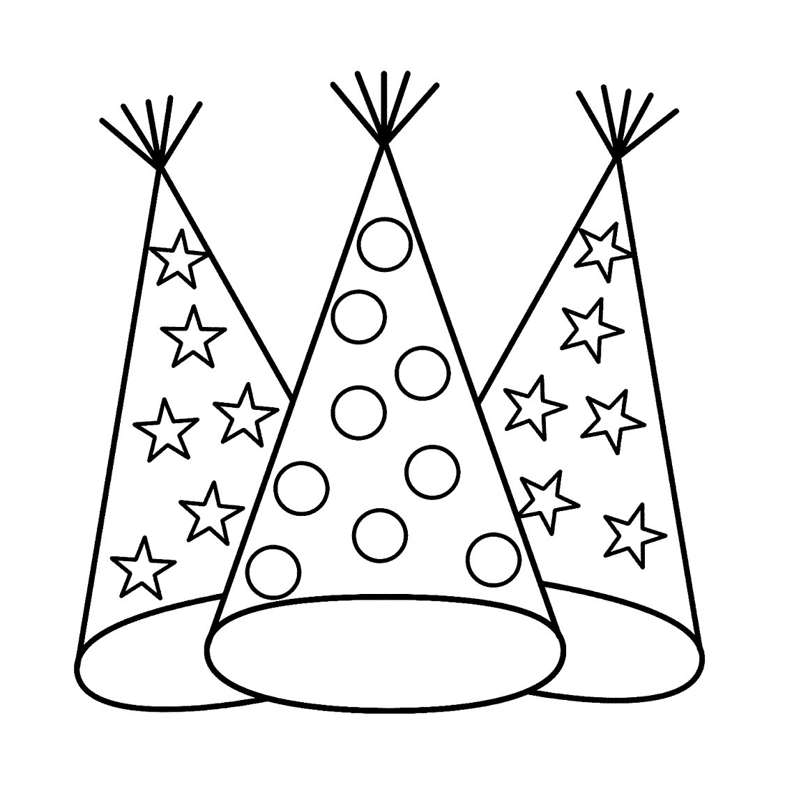 Birthday Party Hats Coloring Page