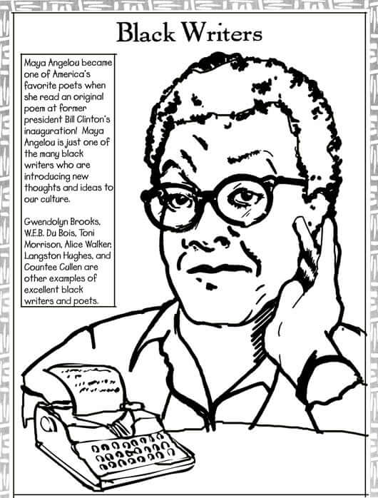Black Writers Black History Month Coloring Pages