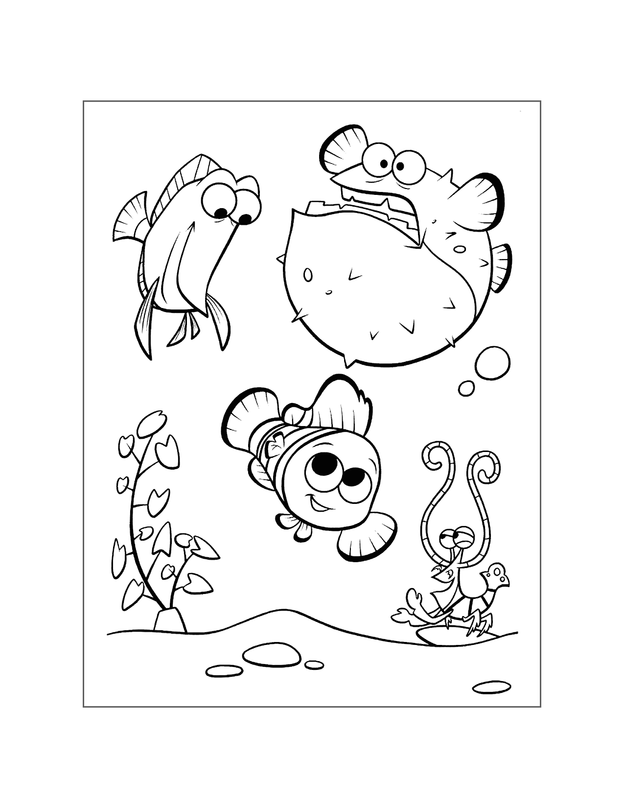 Bloat The Blowfish Finding Nemo Coloring Page