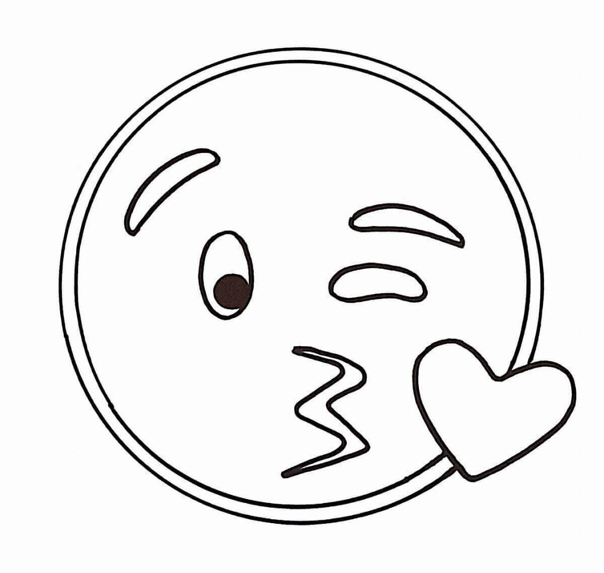 Blow A Kiss Emoji Coloring Page