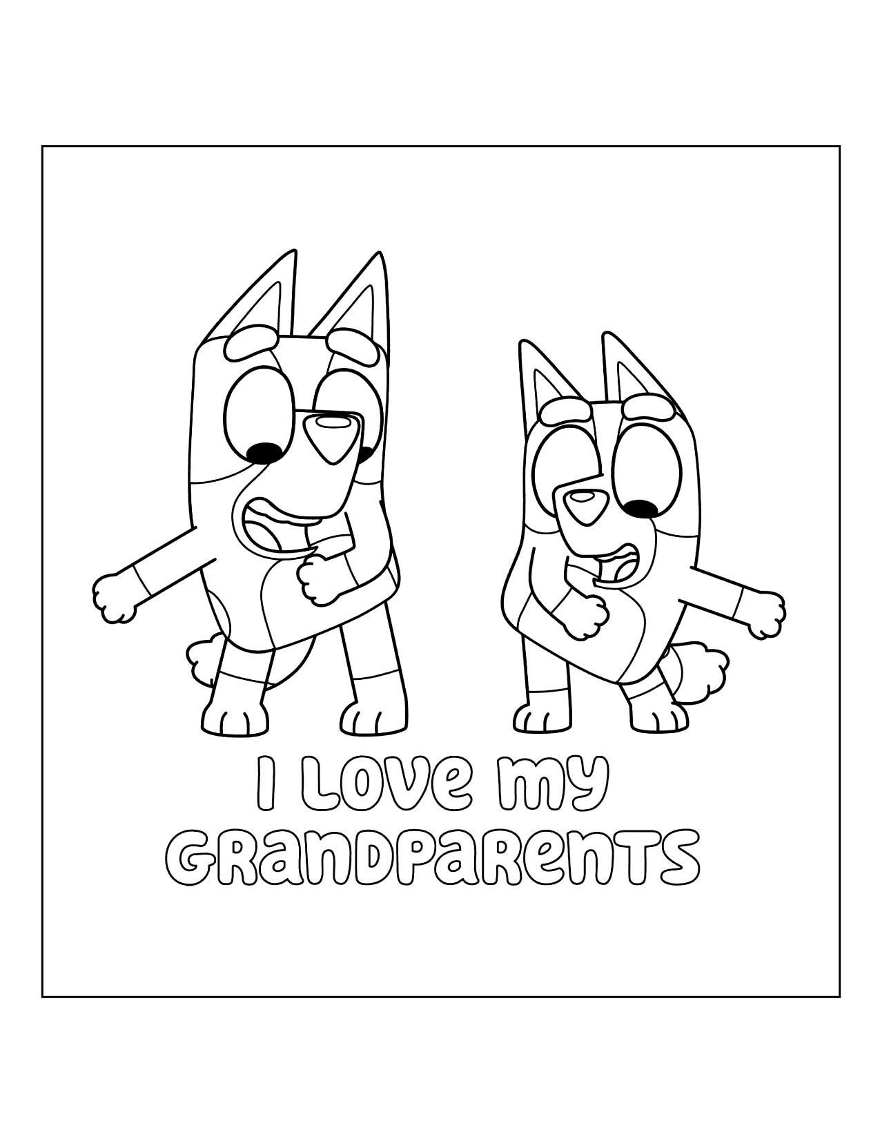 Bluey And Bingo Flossing Dancing Coloring Page