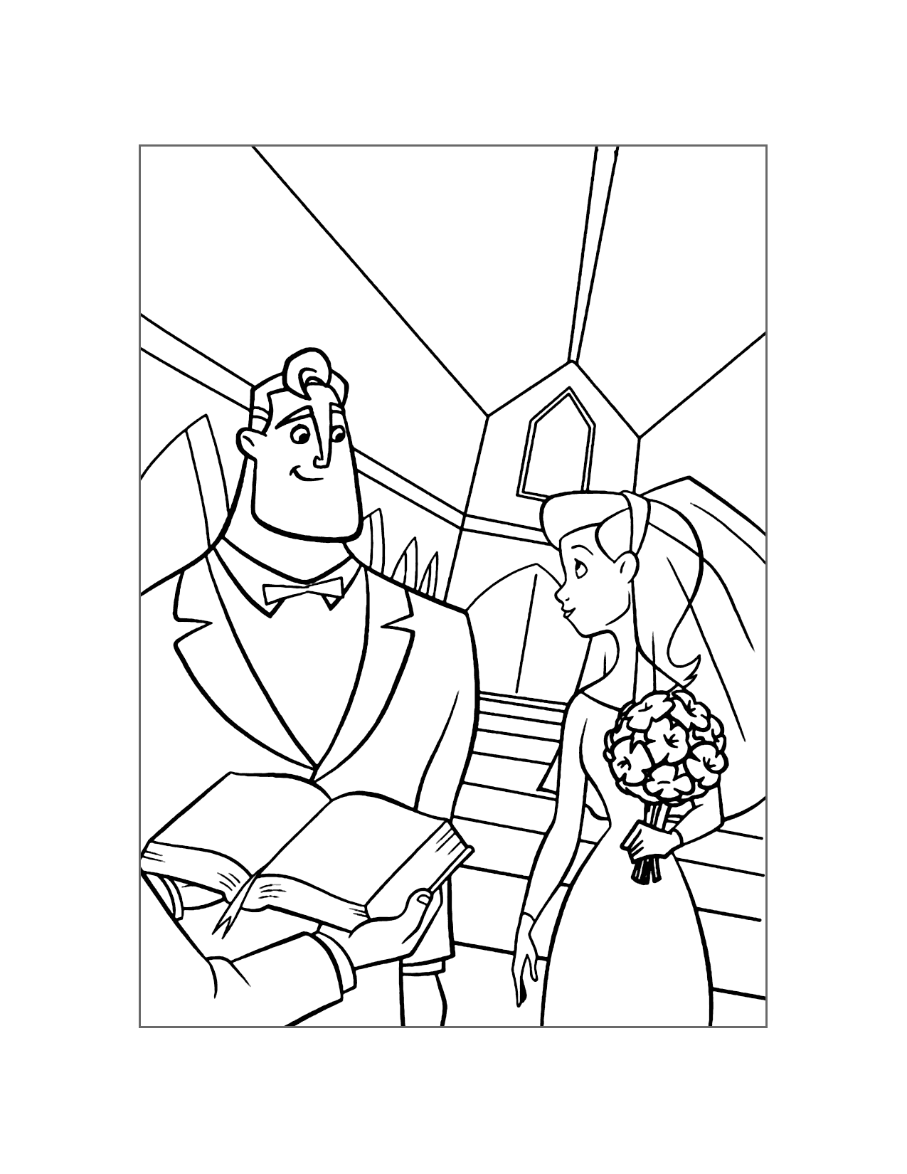 Bob Parr Is Late For His Own Wedding Incredibles Coloring Page
