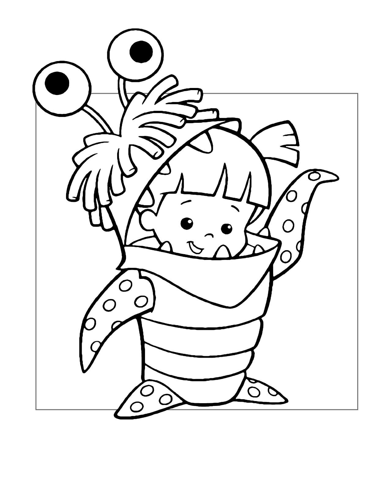 Boo In Costume Monsters Inc Coloring Page
