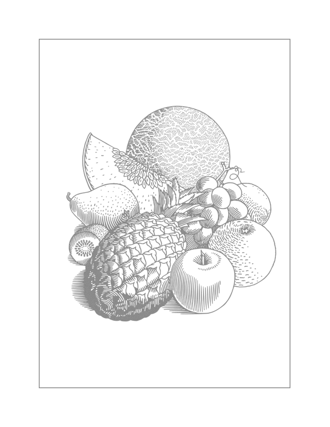 Bowl Of Fruit Traceable Coloring Page