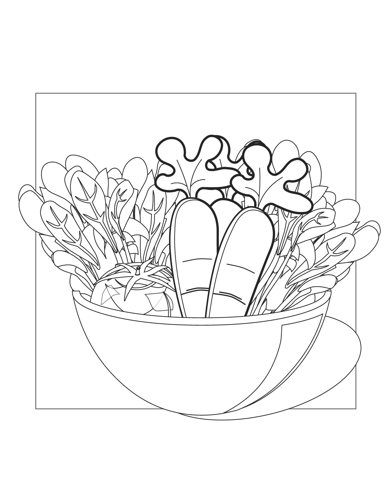 Bowl Of Vegetables Coloring Page