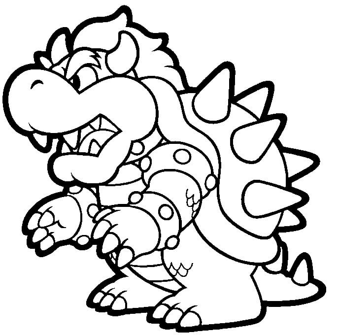 Bowser Mario Free Coloring Page