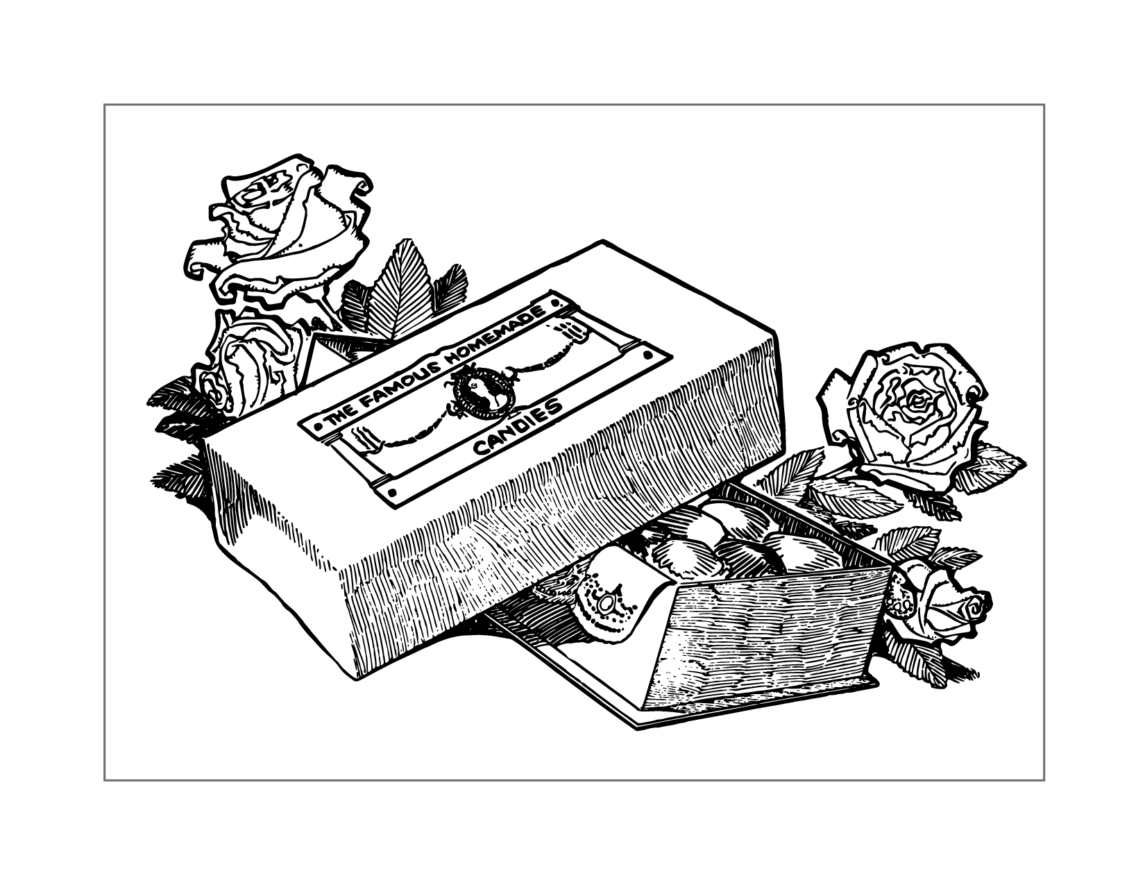 Box Of Chocolate Candies Coloring Page