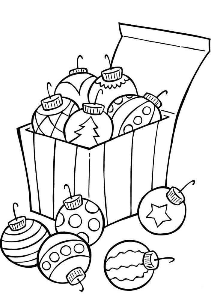 Box of Christmas Ornaments Coloring Page