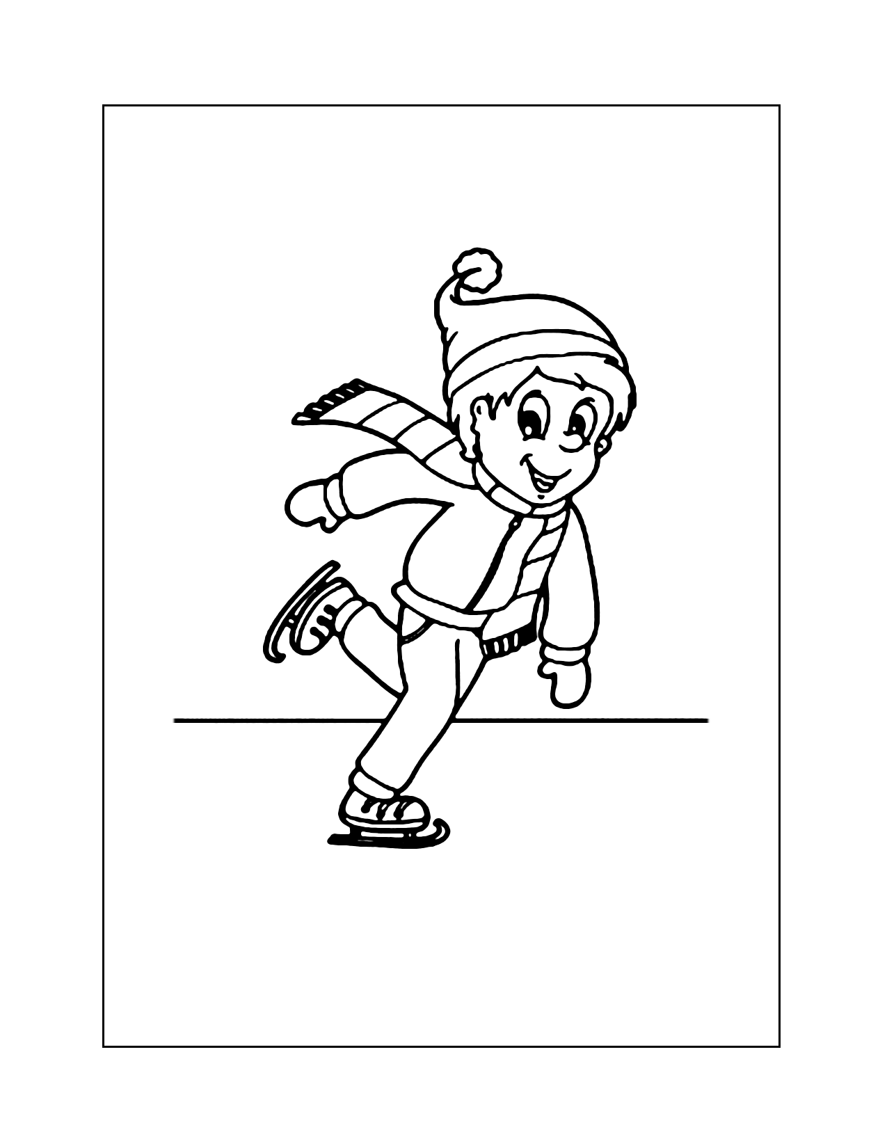 Boy Speed Skating Coloring Page