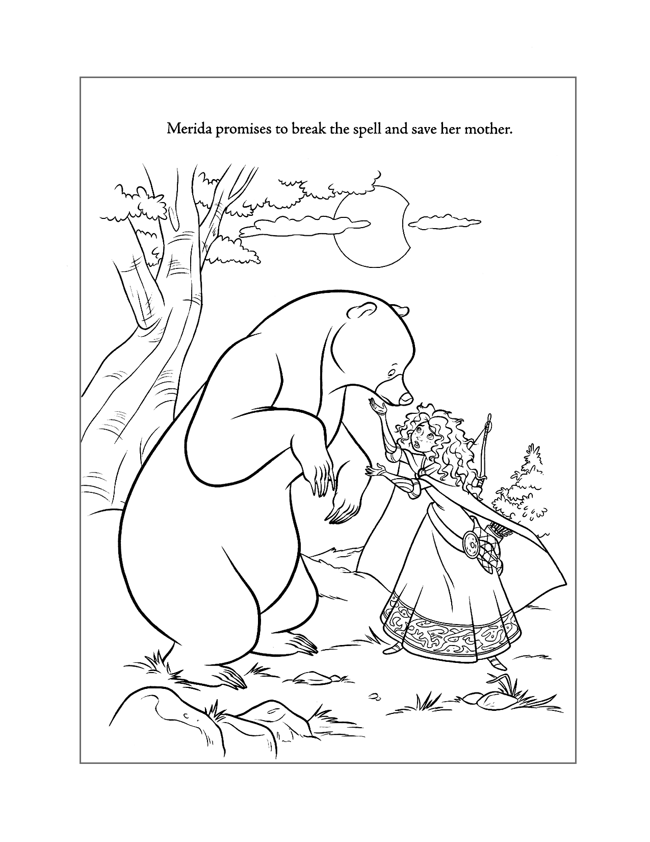 Brave Mother Bear Coloring Page