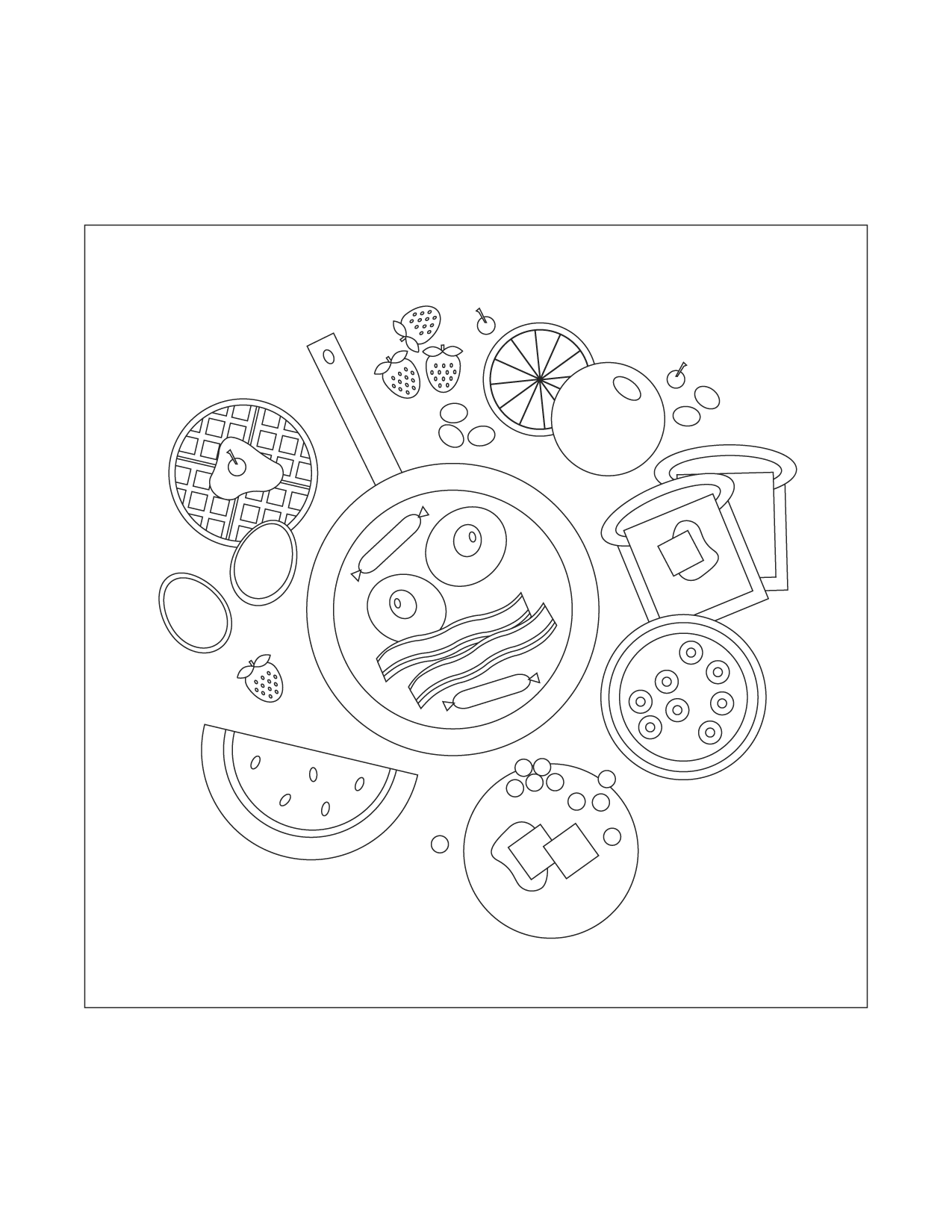 Breakfast Foods Coloring Page