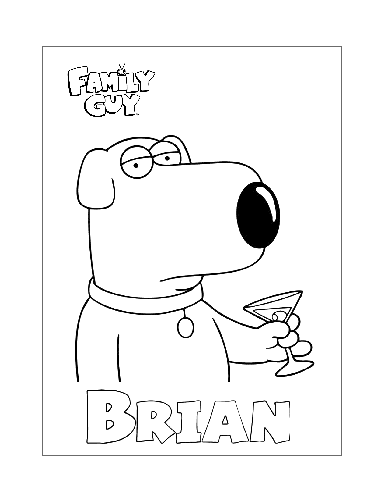 Brian With A Martini Coloring Page