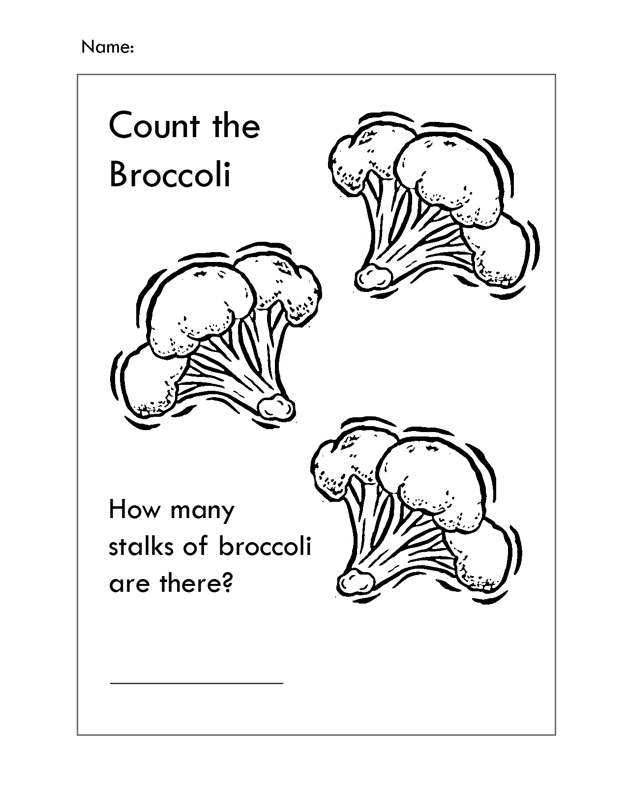 Broccoli Counting Coloring Worksheet