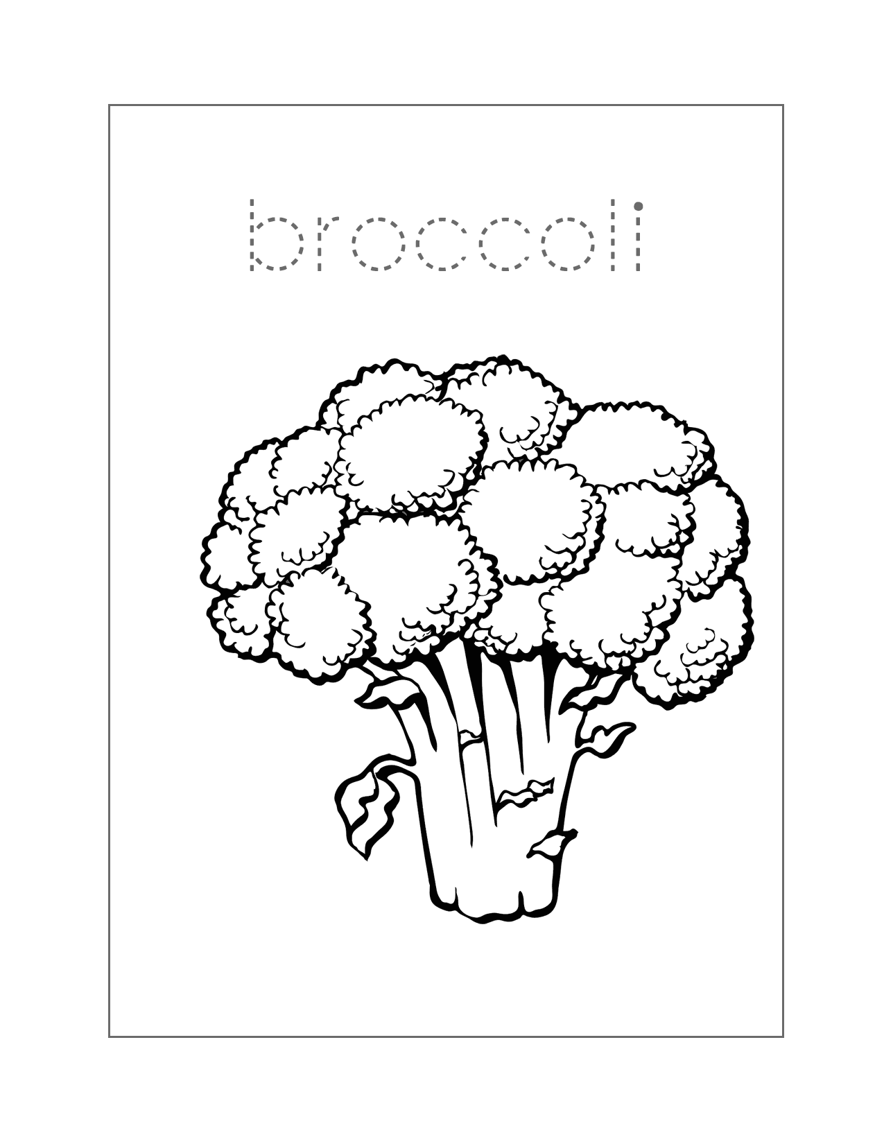 Broccoli Spelling Coloring Sheet