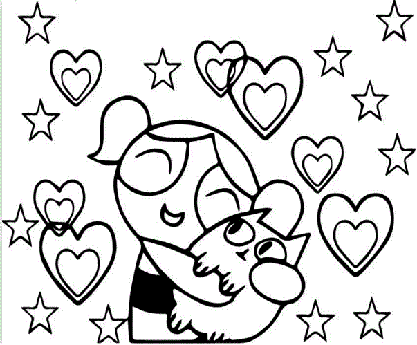 Bubbles Cat Powerpuff Girls Coloring Pages