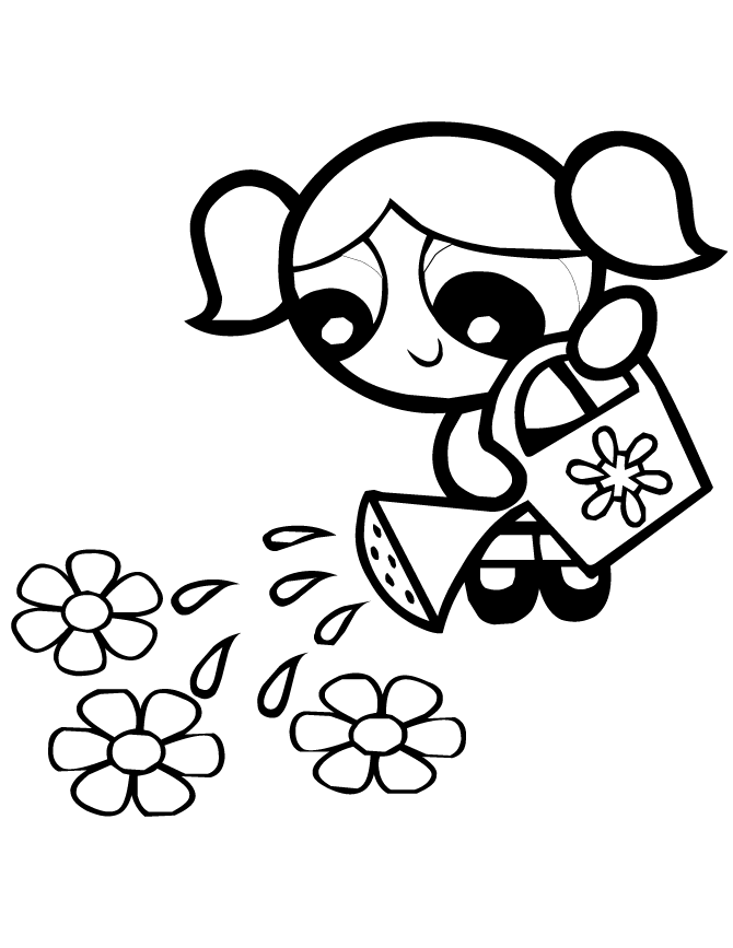 Bubbles Flowers Powerpuff Girls Coloring Pages