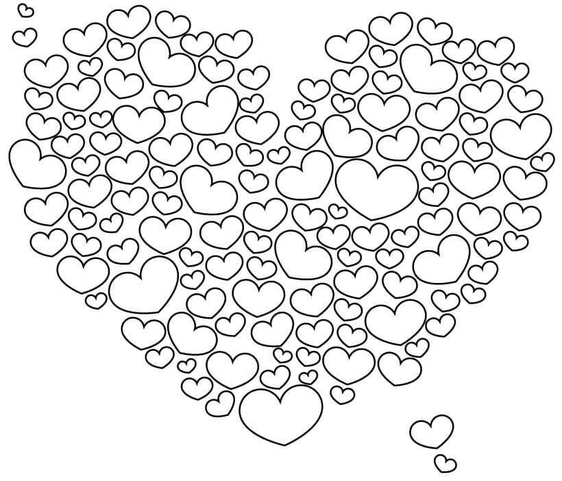 Bubbly Heart Shape Coloring Page