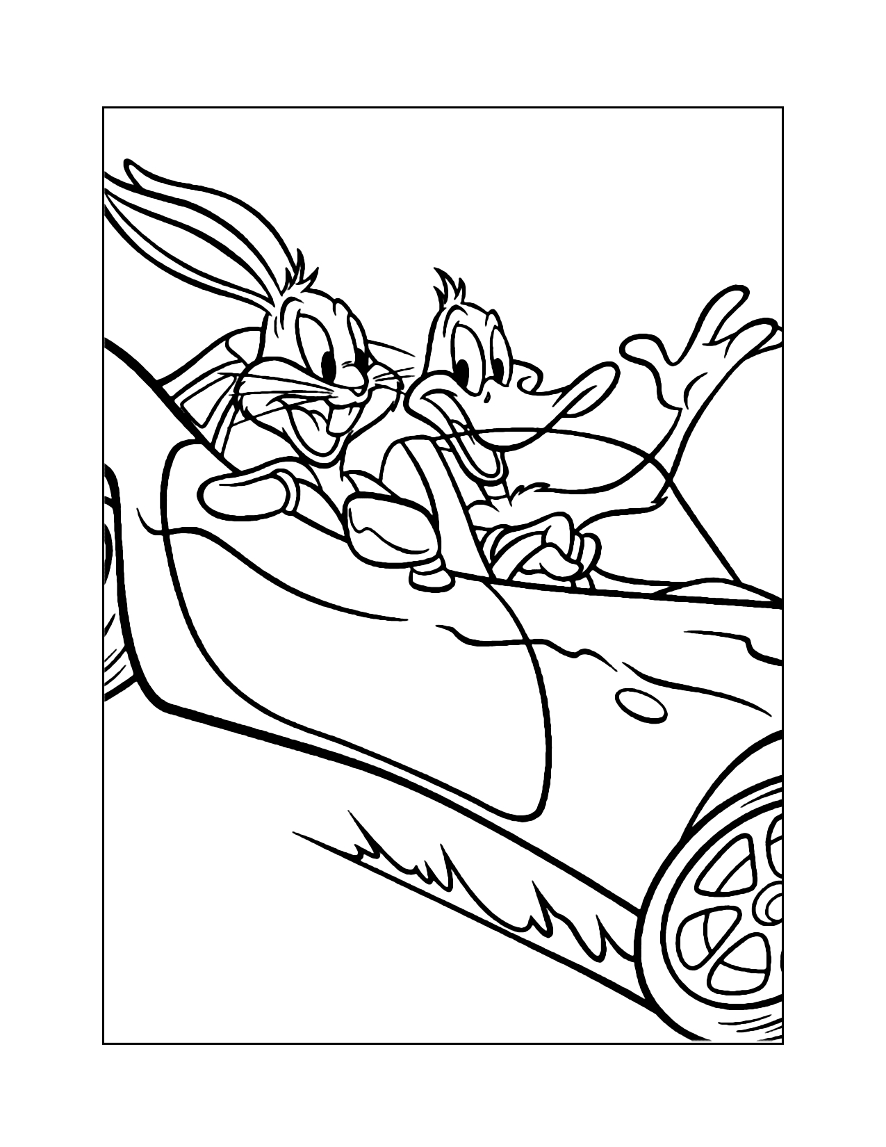 Bugs And Daffy Driving Coloring Page