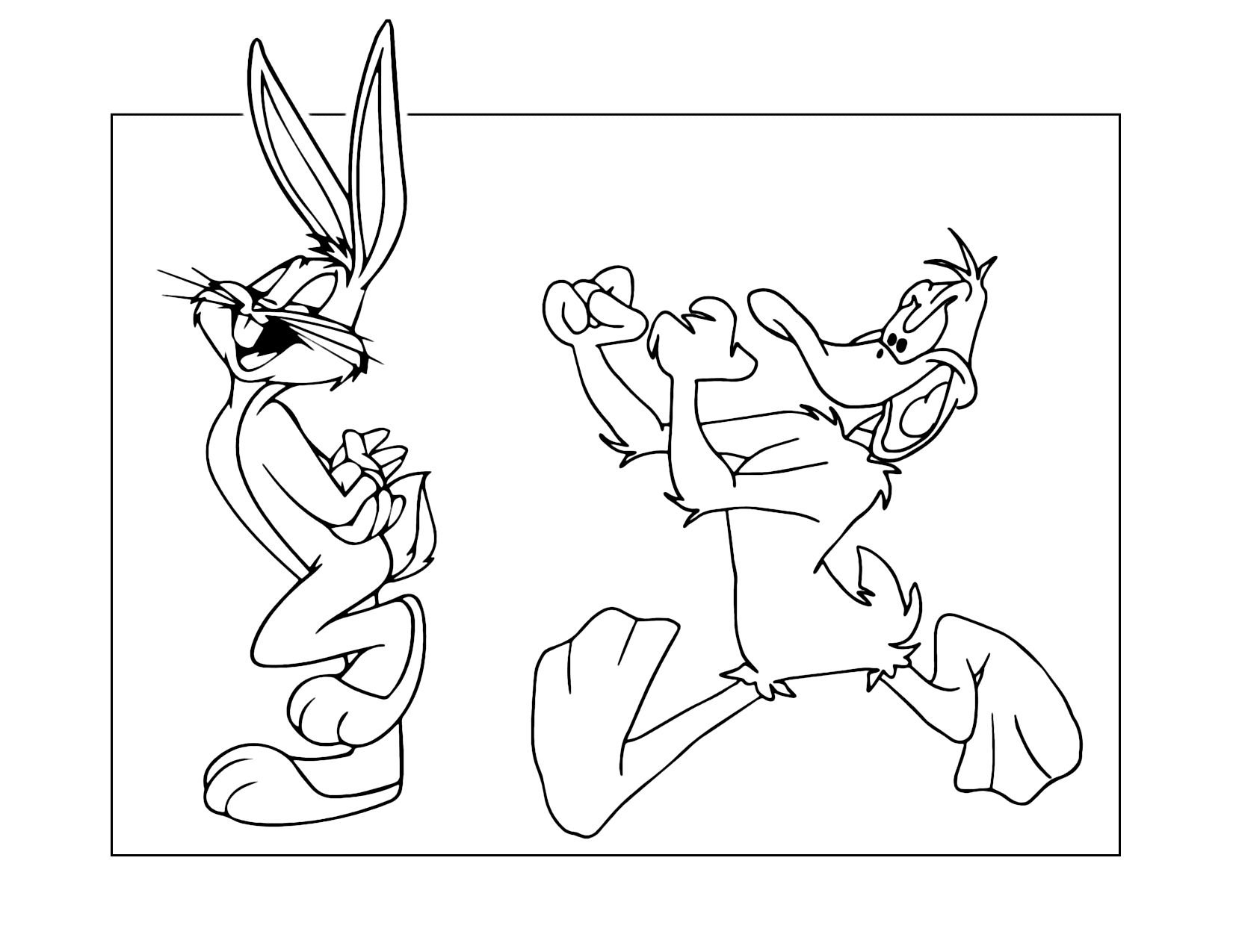 Bugs And Daffy Fighting Coloring Page