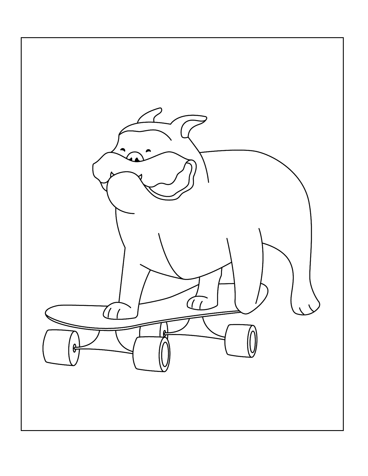 Bulldog On Skateboard Coloring Page
