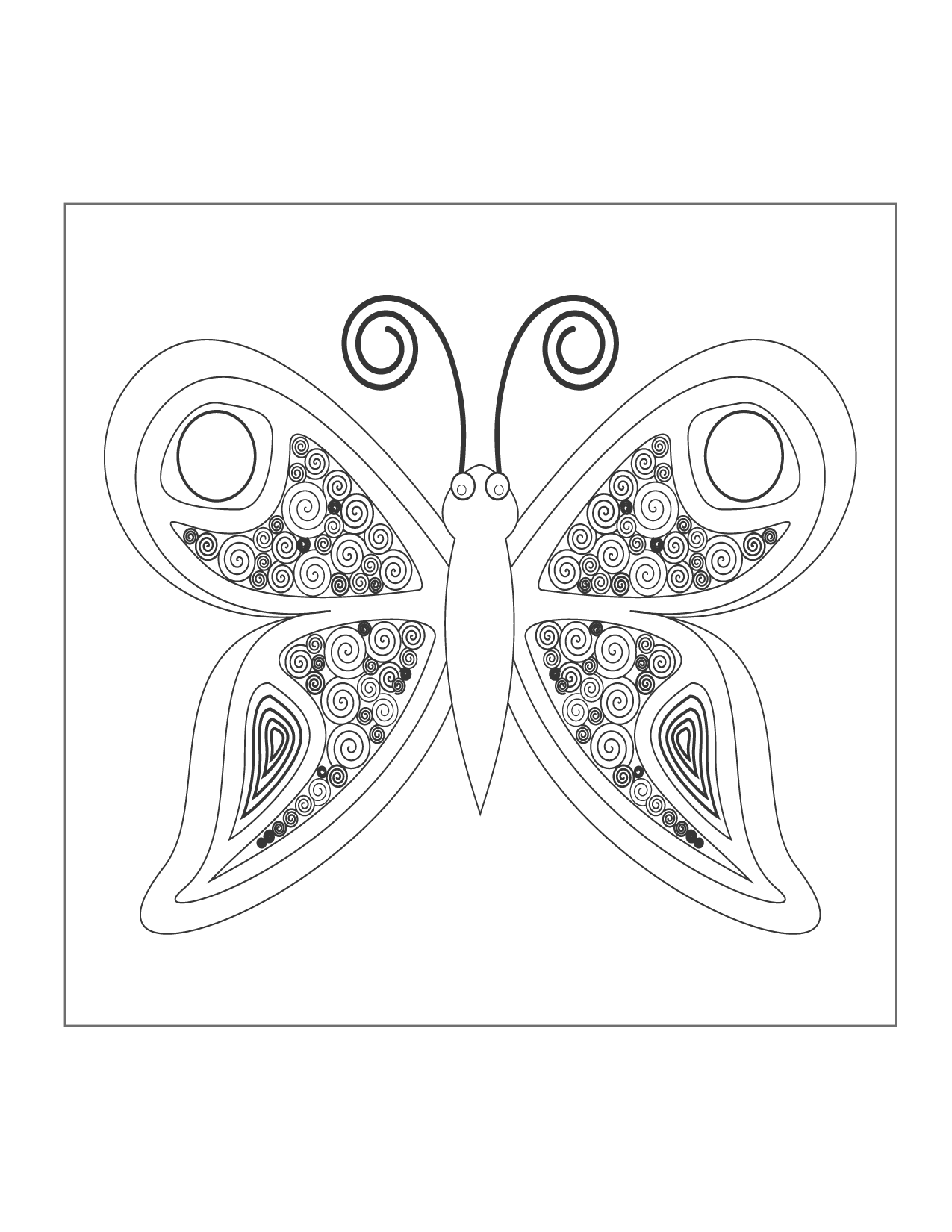 Buttefly Swirls Coloring Page