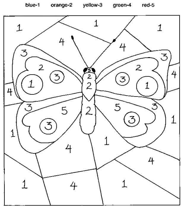 Butterfly Color By Number For Preschool