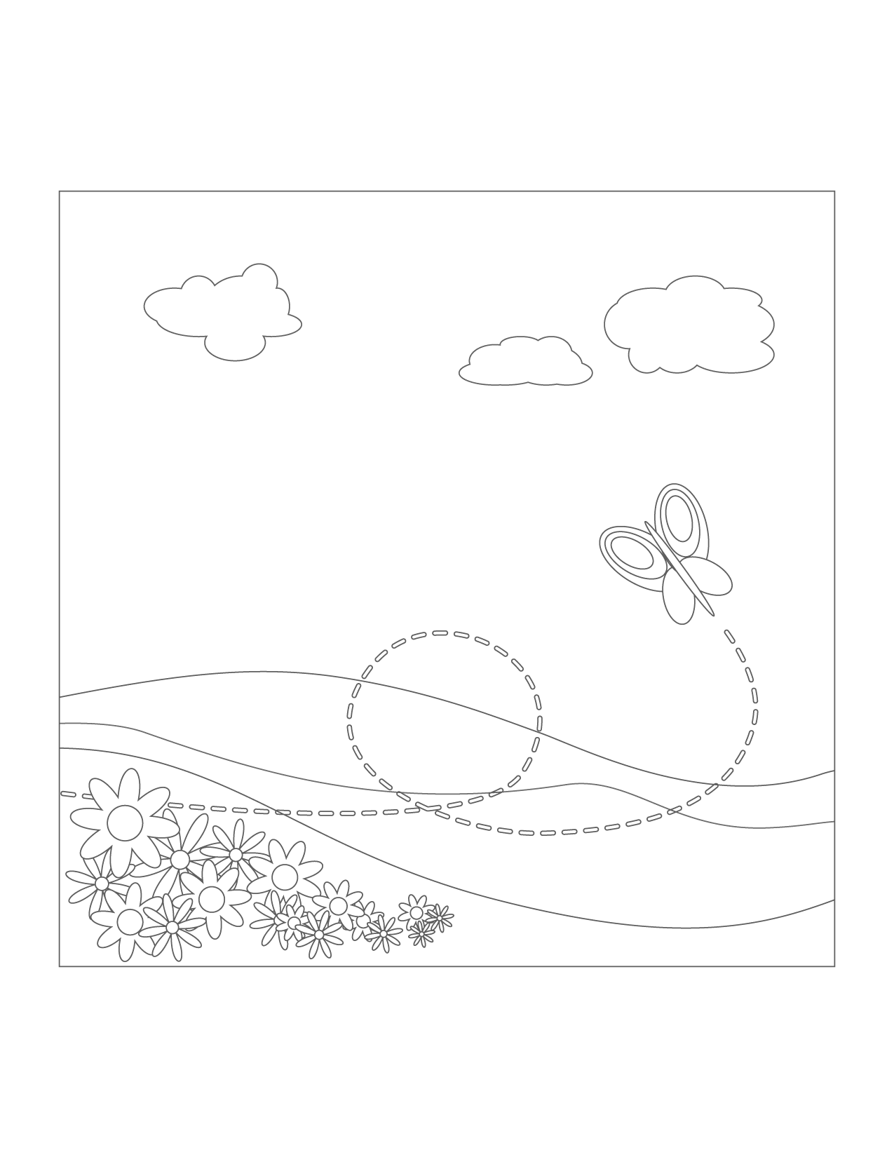 Butterfly Scene Coloring Page
