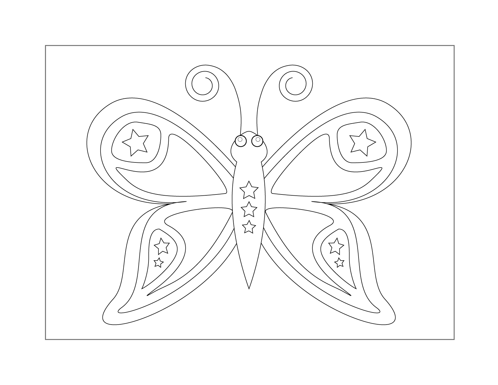 Butterfly With Stars Preschool Coloring Page