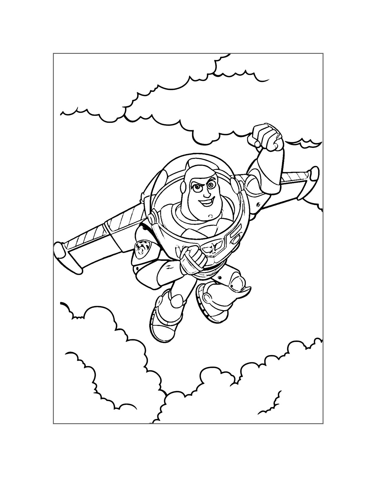 Buzz Lightyear Flying Coloring Page