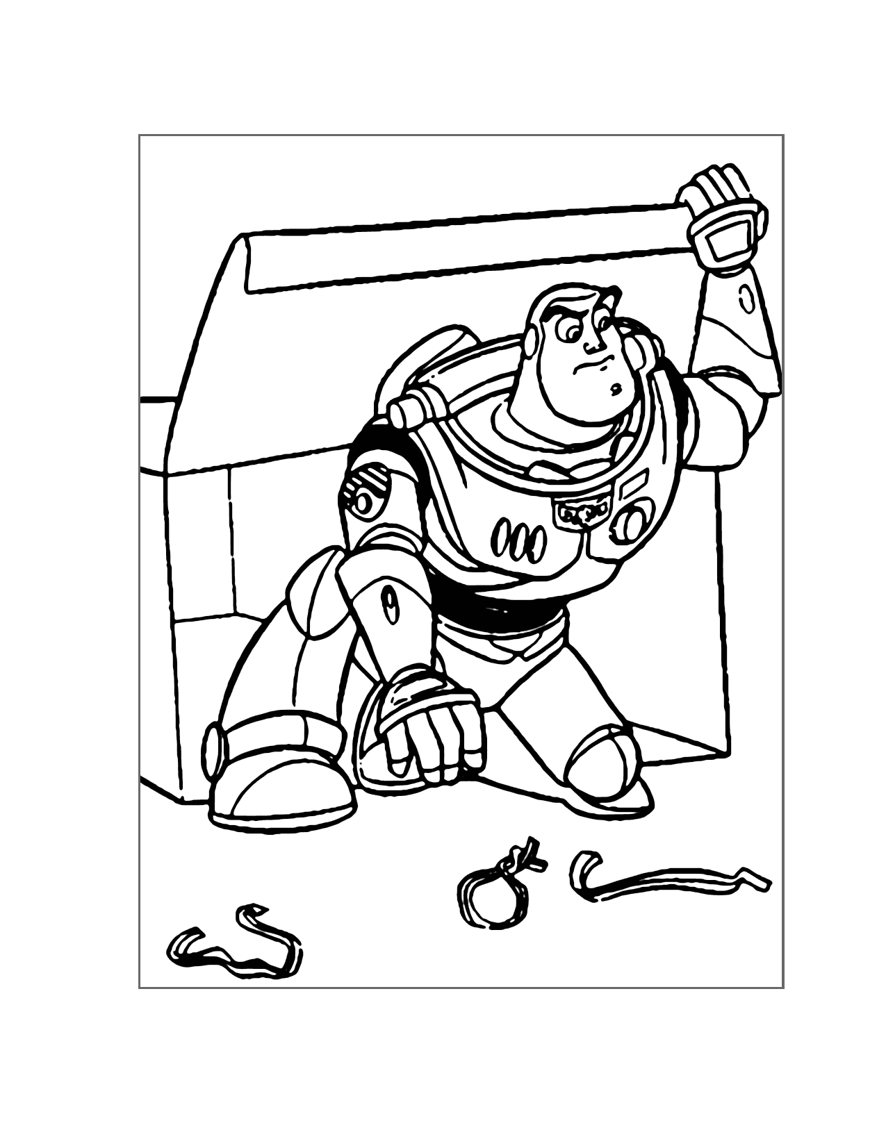 Buzz Lightyear Hides In A Box Coloring Page