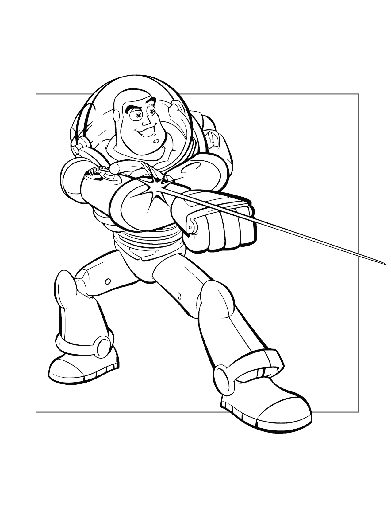 Buzz Lightyear Shoots His Laser Coloring Page